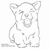 Corgi Coloring Pages Puppy Cute Line Color Drawing Dog Dogs Welsh Puppies Corgis Drawings Printable Corgo Print K9 Pembroke Getdrawings sketch template