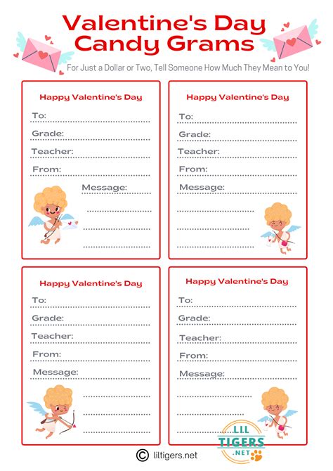 printable valentine  day candy gram template printable templates