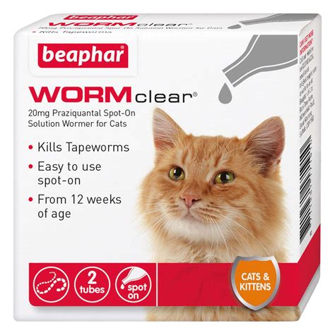 beaphar wormclear spot  wormer  cats  tube pack wacky pets