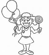 Coloring Lollipop Happy Pages Girl Color Balloons Printable Print Girls Desserts Holding sketch template