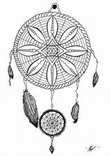 Coloring Tattoo Pages Catcher Dreamcatcher Adults Adult Printable Dream Tattoos Color Traditional American Native Mandalas Getcolorings Tatoo Bow Arrow Mandala sketch template