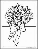 Coloring Roses Bouquet Pages Rose Printables Pdf Simple sketch template