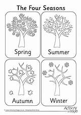 Seasons Colouring Four Pages Spring Summer Kids Winter Worksheets Coloring Tree Printable Kindergarten Activityvillage Activities Season Autumn Year Activity Poster sketch template