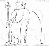 Elephant Outline King Coloring Illustration Royalty Djart Vetor Clip Clipart Background sketch template