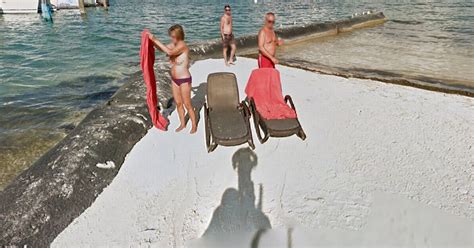 sunbathing woman caught topless  google street view cameras mirror