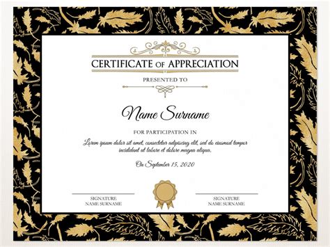 printable certificate  recognition templates  certificate  recognition template
