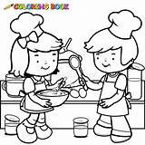 Kochen Kolorowanka Cucinano Cuire Faisant Kleurende Boekpagina Kinderen Koken Chef sketch template