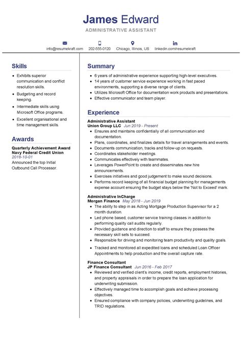 secretary admin assistant cv template cv samples examples good resume