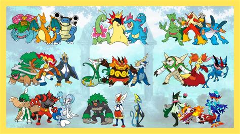 trainers with fully evolved regional starter pokemon youtube
