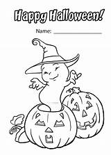 Halloween Coloring Pages Happy Pumpkin Cute Ghost Printable Getcolorings Color Funny Holidays Sheets Getdrawings sketch template