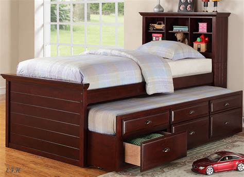 cecily cherry twin bookcase bed  trundle twin storage beds