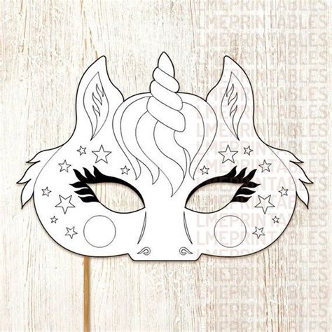 unicorn coloring mask party printable diy  pony fairy tale animal