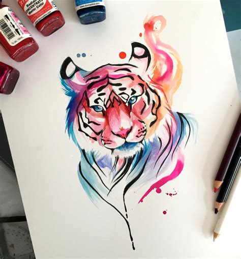 watercolor tiger design  lucky  deviantart