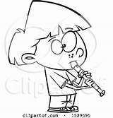 Recorder Playing Drawing Cartoon Girl Clipart Toonaday Illustration Lineart Royalty Vector Getdrawings Clip sketch template