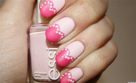 valentine s day nail art pretty in pink hearts manicure