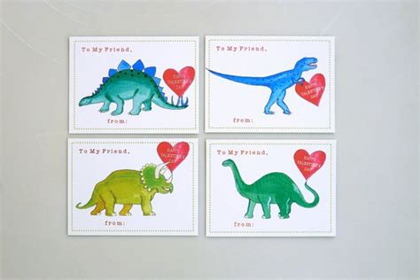 printable school dinosaur valentine cards  kids instant