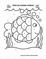 Number Color Coloring Printable Pages Rainbow Kids Fish sketch template