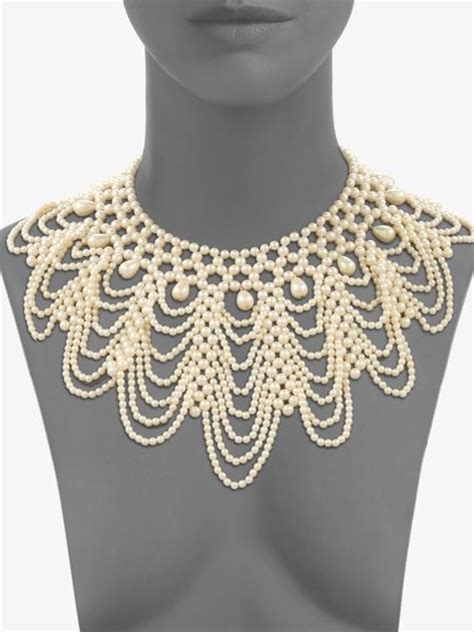 Kate Spade Faux Pearl Bib Necklace In White Pearl Lyst