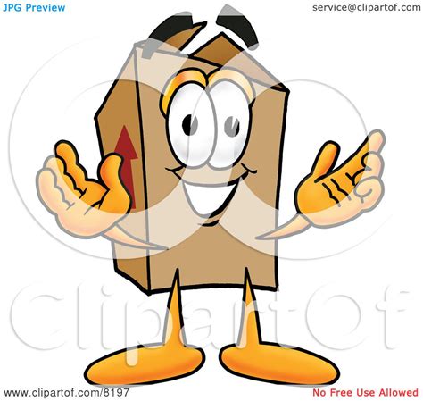 clipart picture   cardboard box mascot cartoon character