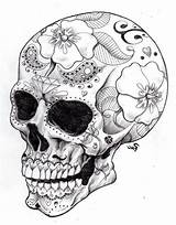 Skull Sugar Coloring Pages Dead Tattoos Tattoo Girl Visit Drawings Muertos sketch template