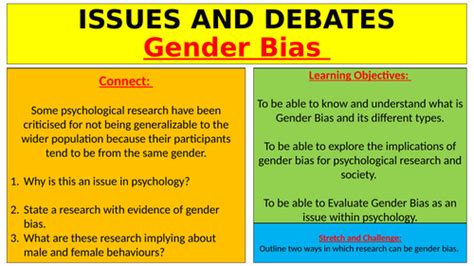 Issues And Debates Gender Bias For New Aqa Psychology Specification