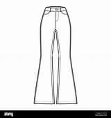 Jeans Flat Flared Bottom Rivets Alamy sketch template