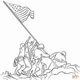 Flag Coloring Soldier Iwo Jima Raising Pages Soldiers American Drawing Clipart Printable Putting Line Color Elisha Elijah England M16 Veteran sketch template