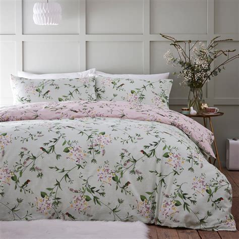 pink duvet covers floral hummingbird print reversible green quilt bedding sets ebay