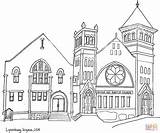 Coloring Church Drawing Pages Lynchburg Virginia Baptist Hill College Sketch Printable Pencil Buildings  Sites sketch template