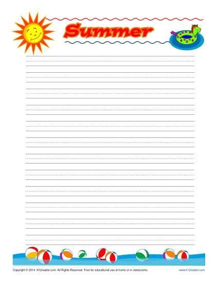 summer printable lined writing paper summer writing paper writing