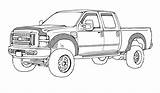Truck Coloring Drawing Ford Drawings Trucks Ram Dodge Pages Line Sketch Semi Jacked 4x4 Car Tractor Durango Draw Pickup Colouring sketch template
