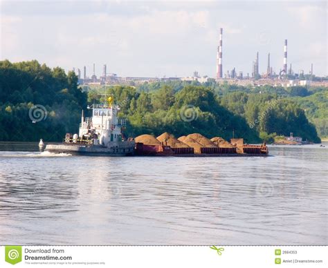 barge stock image image  pipe current city siberia