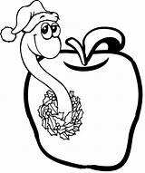Coloring Worms Apple Christmas Cute Pages sketch template