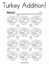 Addition Coloring Turkey Math Pages Thanksgiving Printable Color Print Built California Usa Getcolorings sketch template
