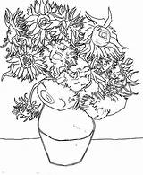 Van Gogh Coloring Sunflowers Sunflower Getdrawings sketch template