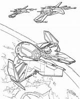 Coloring Wars Star Starfighter Print Pages Wing Battle Space Jedi sketch template
