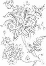 Coloring Pages Crewel Embroidery Flower Adult Printable Jacobean Patterns Book Broderie Skulls Sugar Sheets sketch template