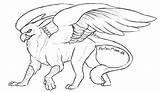 Lineart Griffin Gryphon Coloring Mythology Mythical Creature Chimera Mythological sketch template