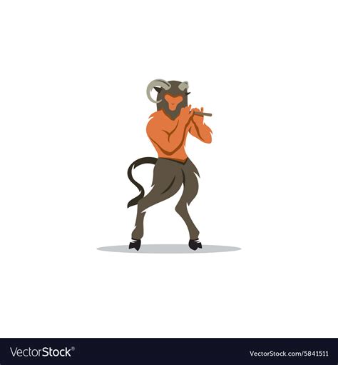 Satyr With Pan Flute The Mythological Greek Being Vector Image