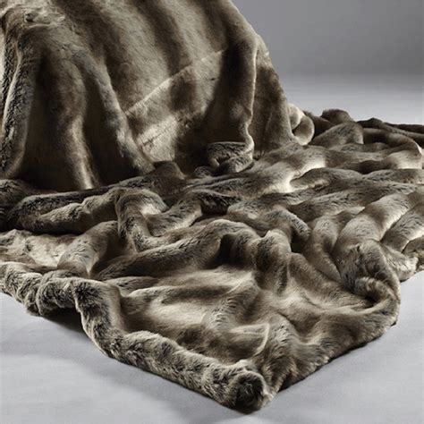 alaskan rabbit faux fur throwblanket  xl bed bath home travel   luxe company uk