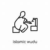 Wudu Icon Vector Islamic Ablution Stock Trendy Modern Illustration Linear Flat Editable Religion Thin Line Background Collection Depositphotos Vectors Shutterstock sketch template