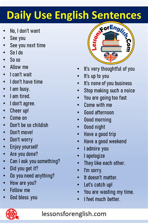 simple english sentences  daily  lessons  english