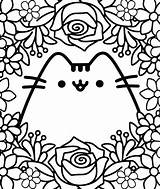 Pusheen Coloring Pages Flower Printable Book Categories sketch template