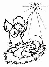Coloring Pages Nativity Xmas Religious Jesus Clip Baby Christmas Manger Printable Kids Angel Bible Animals sketch template