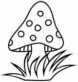 Mushroom Champignon Toadstool Gras Herbe Ensemble Pilz sketch template