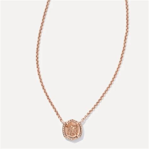 kendra scott jewelry nwt davie pendant necklace rose gold drusy