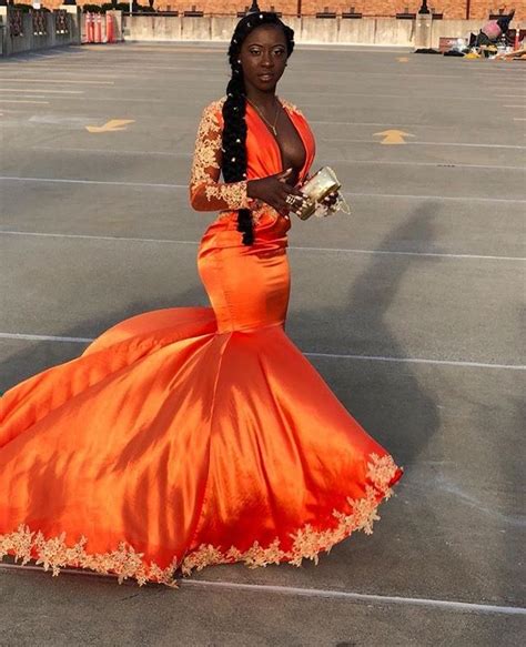 pin  linae  prom orange prom dresses prom girl dresses black girl prom dresses