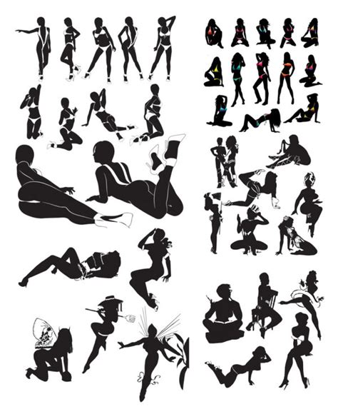 keyword female character gestures vector silhouette woman