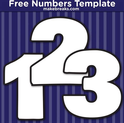 printable bold number templates  breaks
