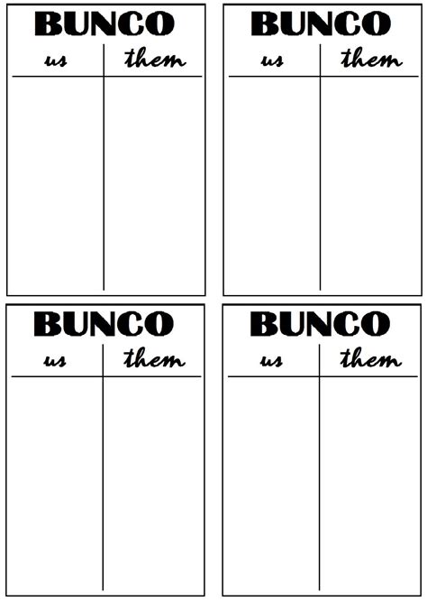 printable bunco score sheet  calendar printable